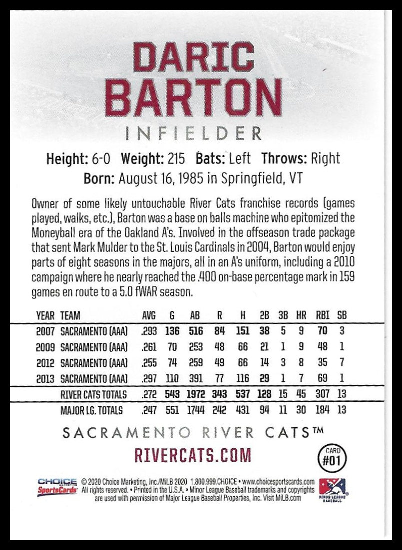 2020 Choice Sacramento River Cats Legends #01 Daric Barton
