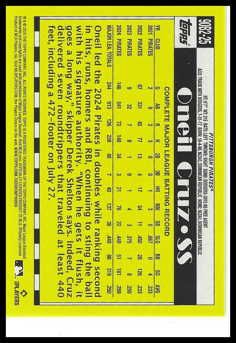 2025 Topps #90B2-25 Oneil Cruz 1990 Topps Baseball 35th Anniversary (Series Two)