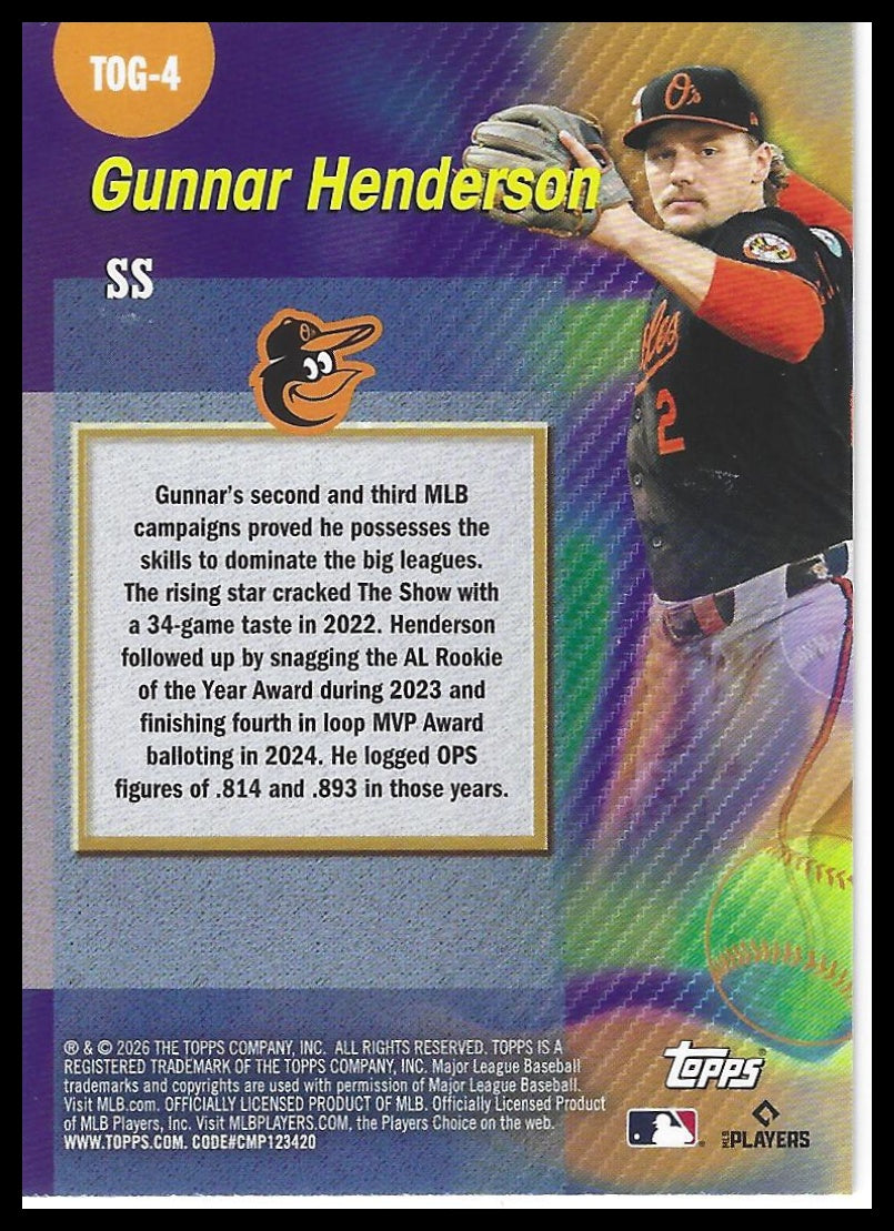 2026 Topps #TOG-4 Gunnar Henderson Titans of the Game