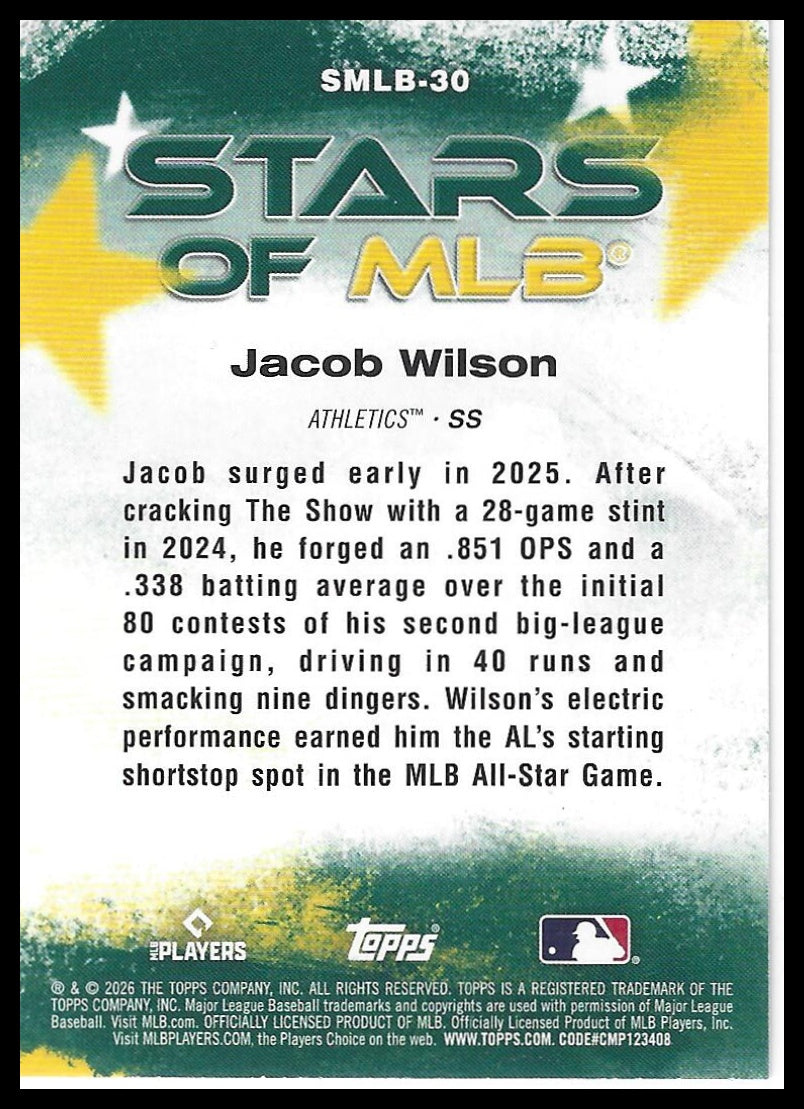 2026 Topps #SMLB-30 Jacob Wilson Stars of MLB