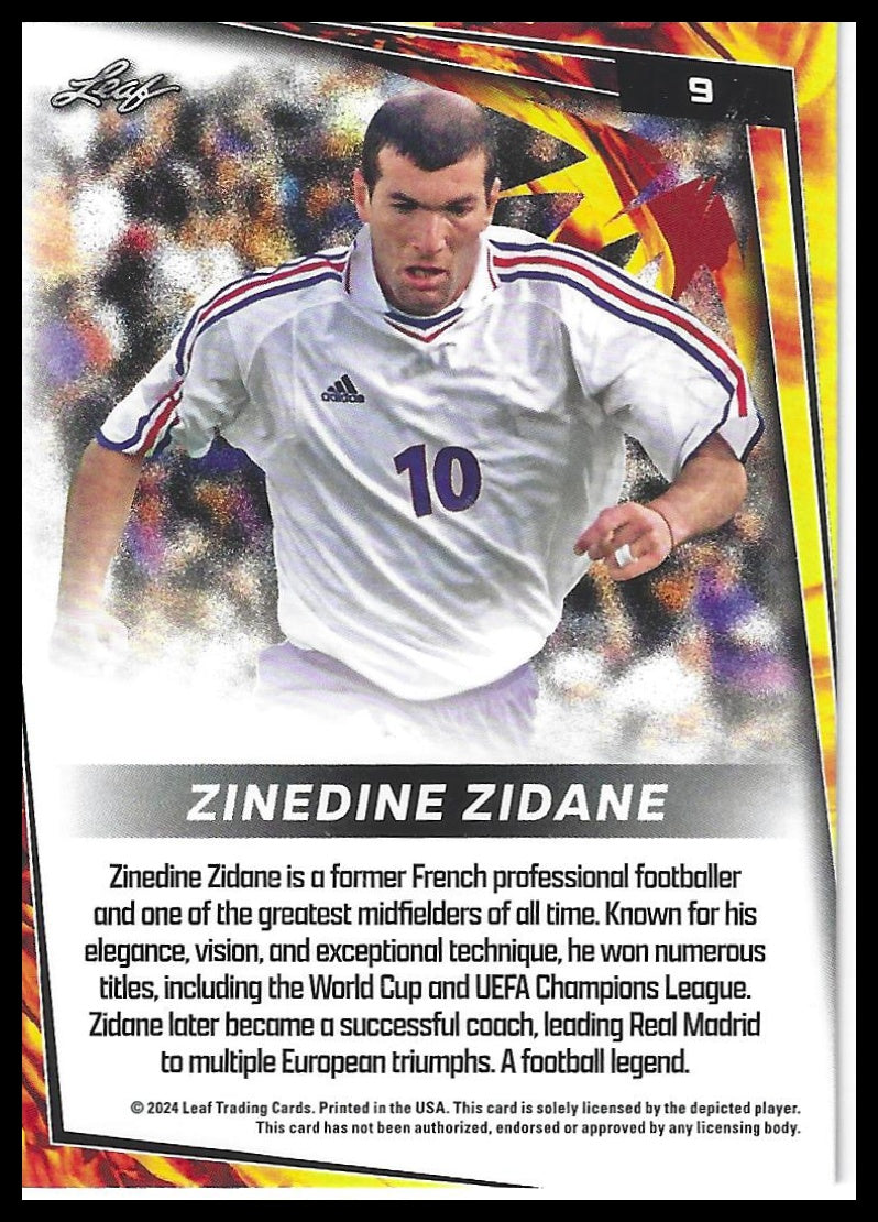 2024 Leaf #9 Zinedine Zidane Blue