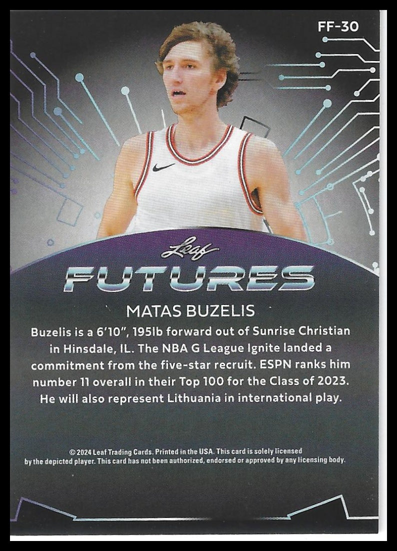 2024 Leaf Futures #FF-30 Matas Buzelis Future Foil Bronze