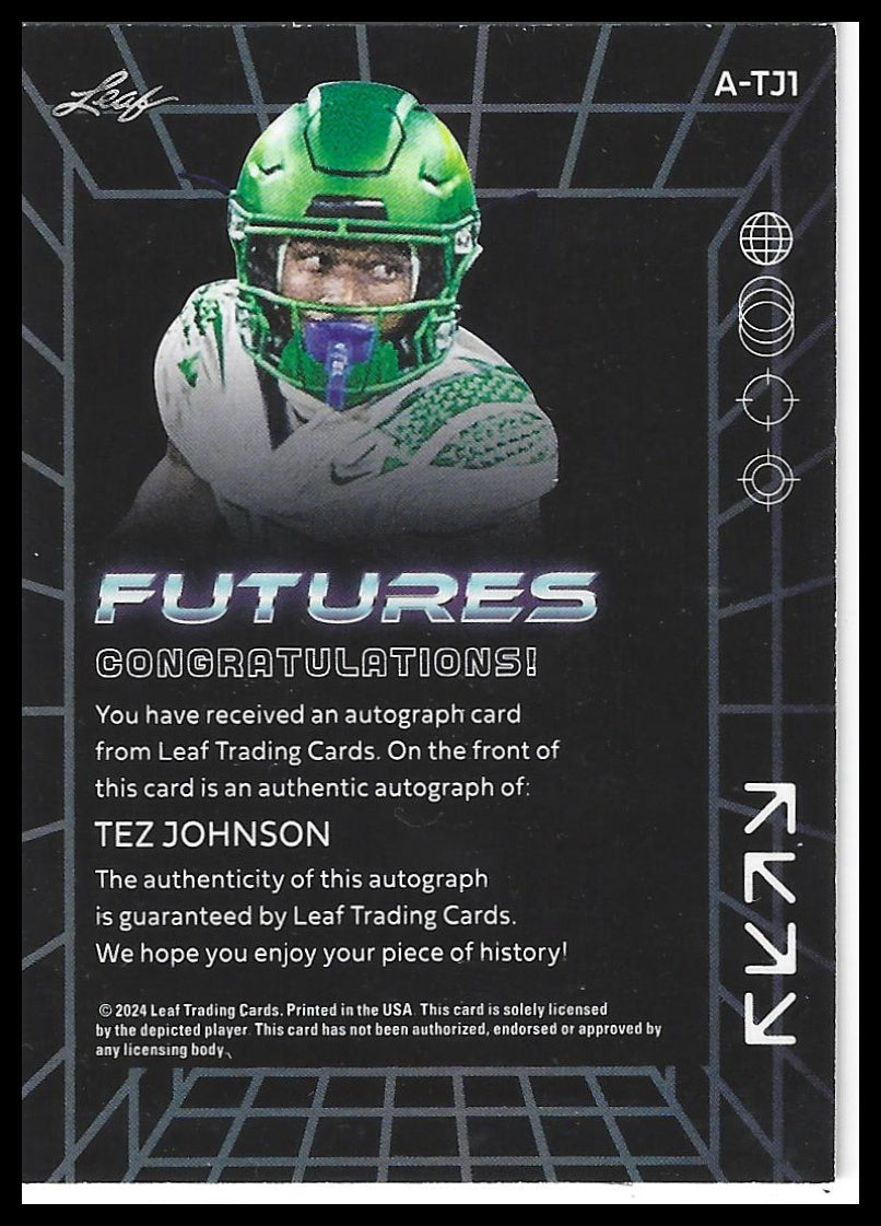 2024 Leaf Futures #A-TJ1 Tez Johnson Autograph (error) Green #/25