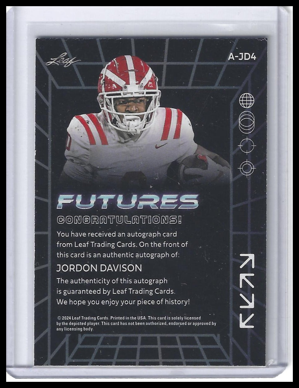 2024 Leaf Futures #A-JD4 Jordon Davison Autographs Gold #/99