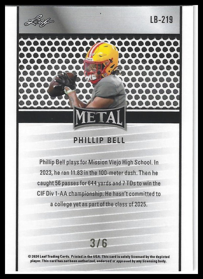 2024 Leaf Collective - Leaf Shimmer Black #LB-219 Phillip Bell #/6