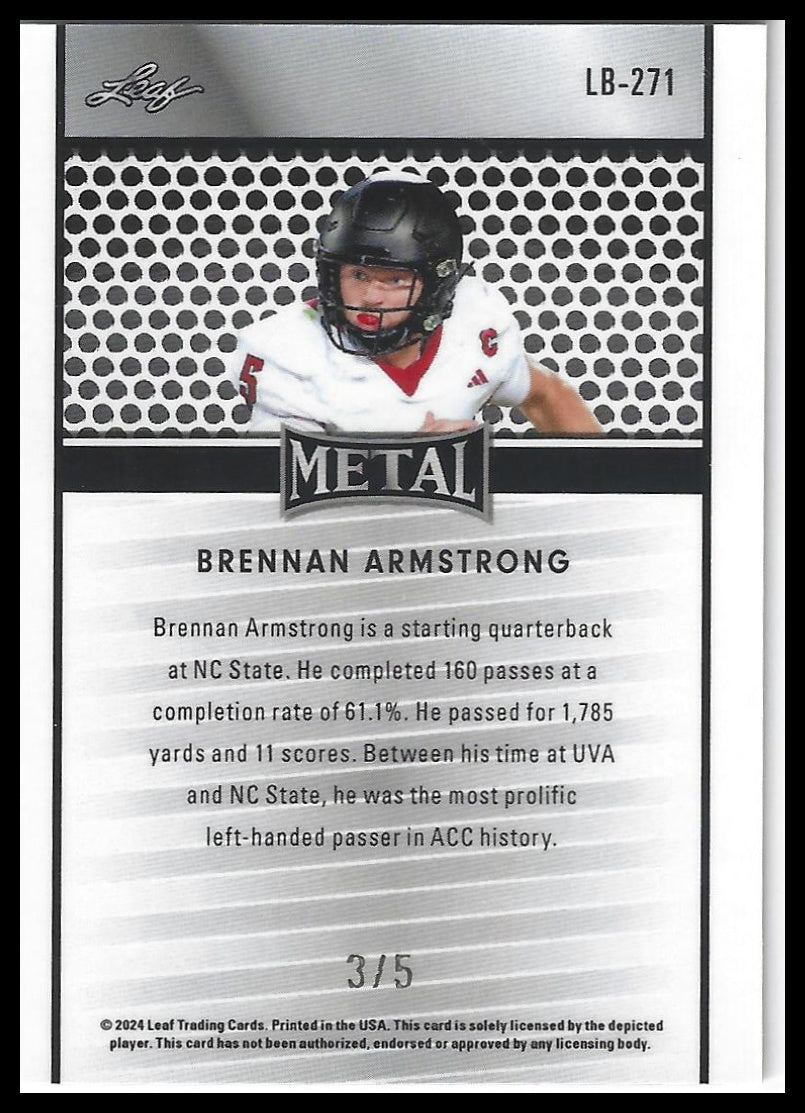 2024 Leaf Collective - Leaf Shimmer Red #LB-271 Brennan Armstrong #/5