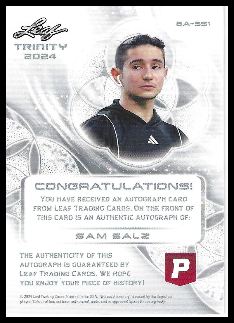 2024 Leaf Trinity Pristine Football #BA-SS1 Sam Salz Autographs