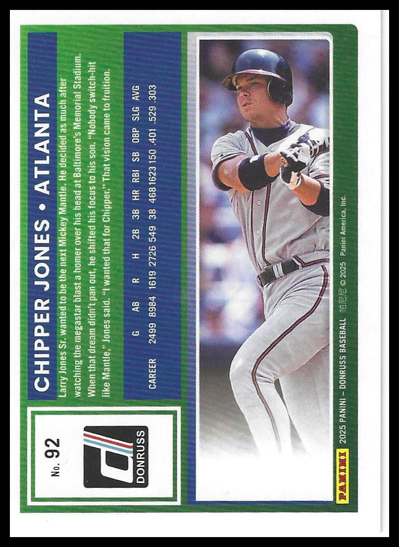 2025 Donruss #92 Chipper Jones Liberty
