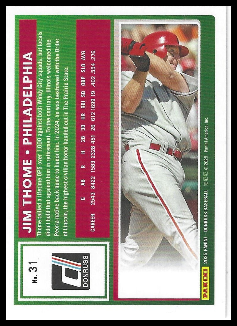 2025 Donruss #31 Jim Thome Red and Blue