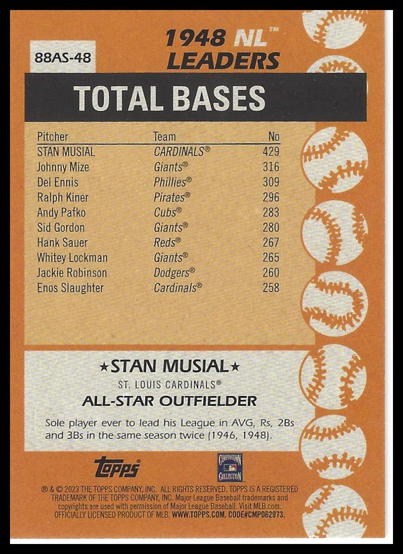 2023 Topps #88AS-48 Stan Musial 1988 Topps Baseball 35th Anniversary All-Stars