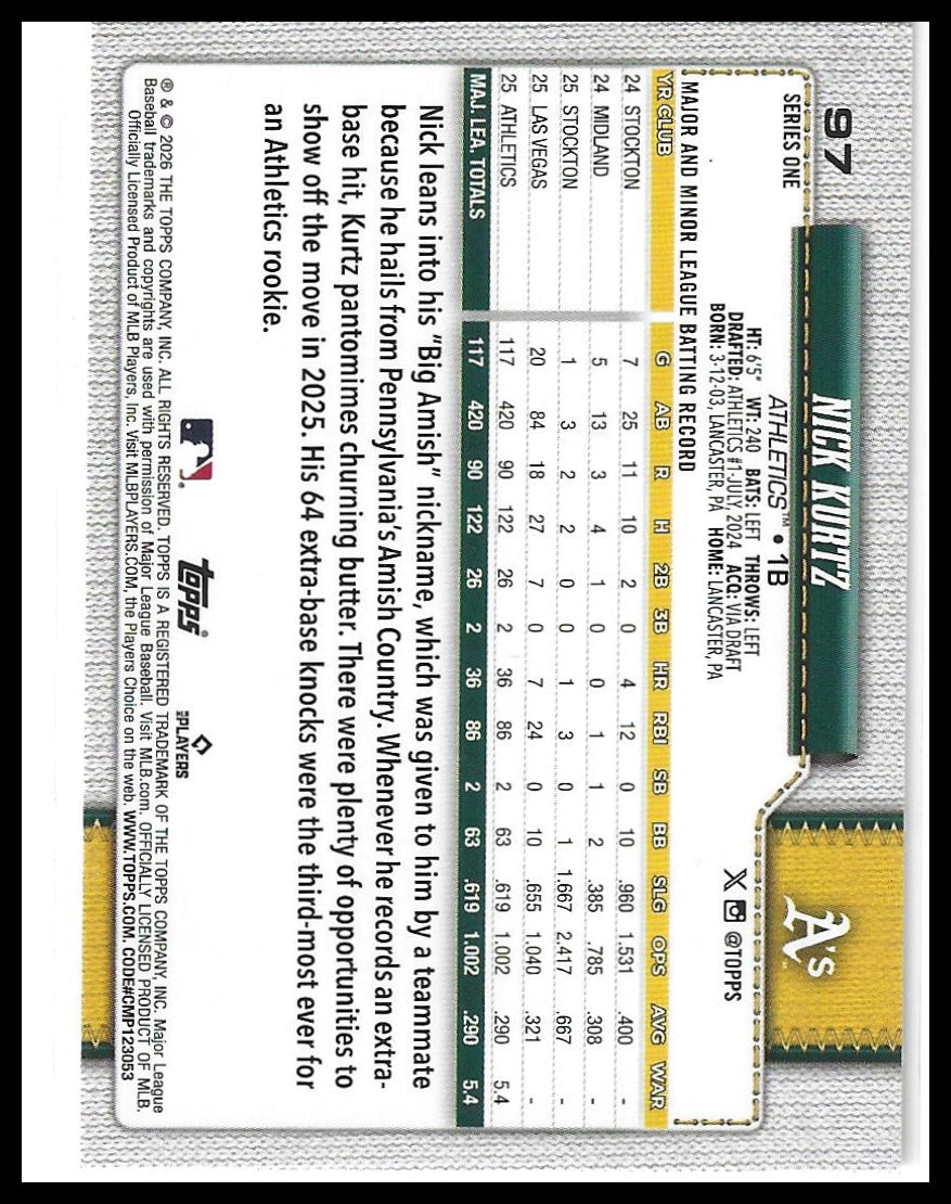 2026 Topps #97 Nick Kurtz