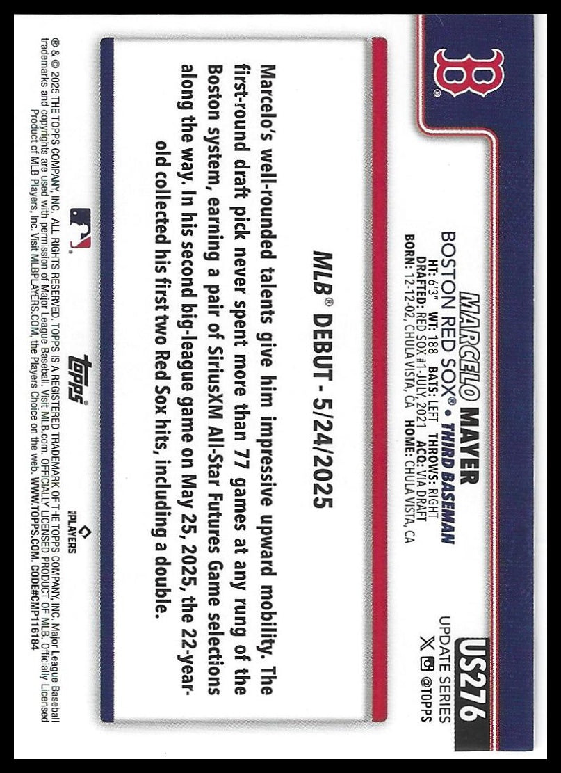 2025 Topps Update #US276 Marcelo Mayer