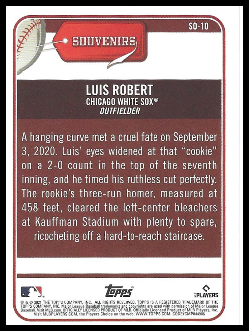 2021 Topps Big League #SO-10 Luis Robert Souvenirs