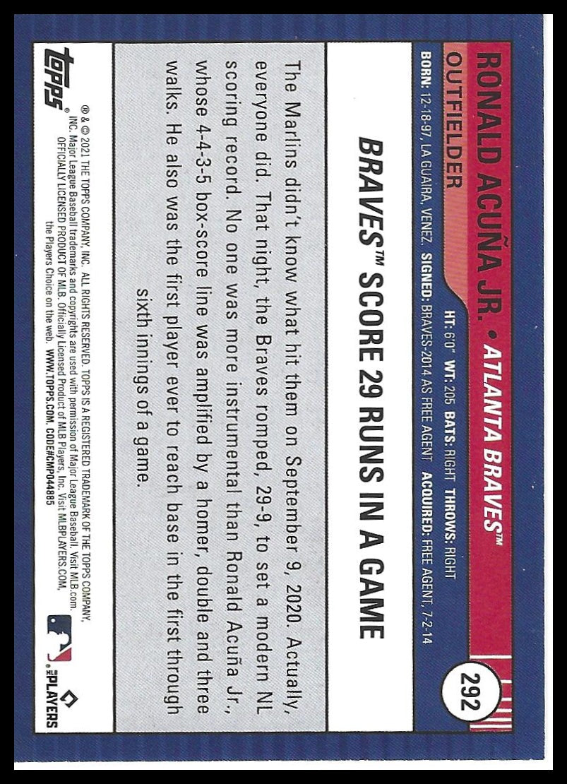 2021 Topps Big League #292 Ronald Acuña Jr.