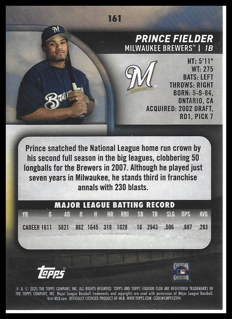 2025 Stadium Club #161 Prince Fielder Sepia
