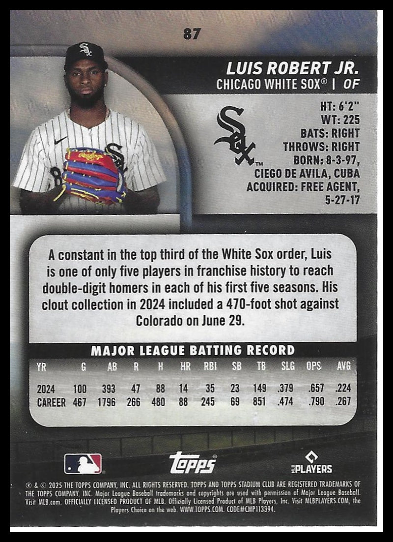 2025 Stadium Club #87 Luis Robert Jr. Lime Green