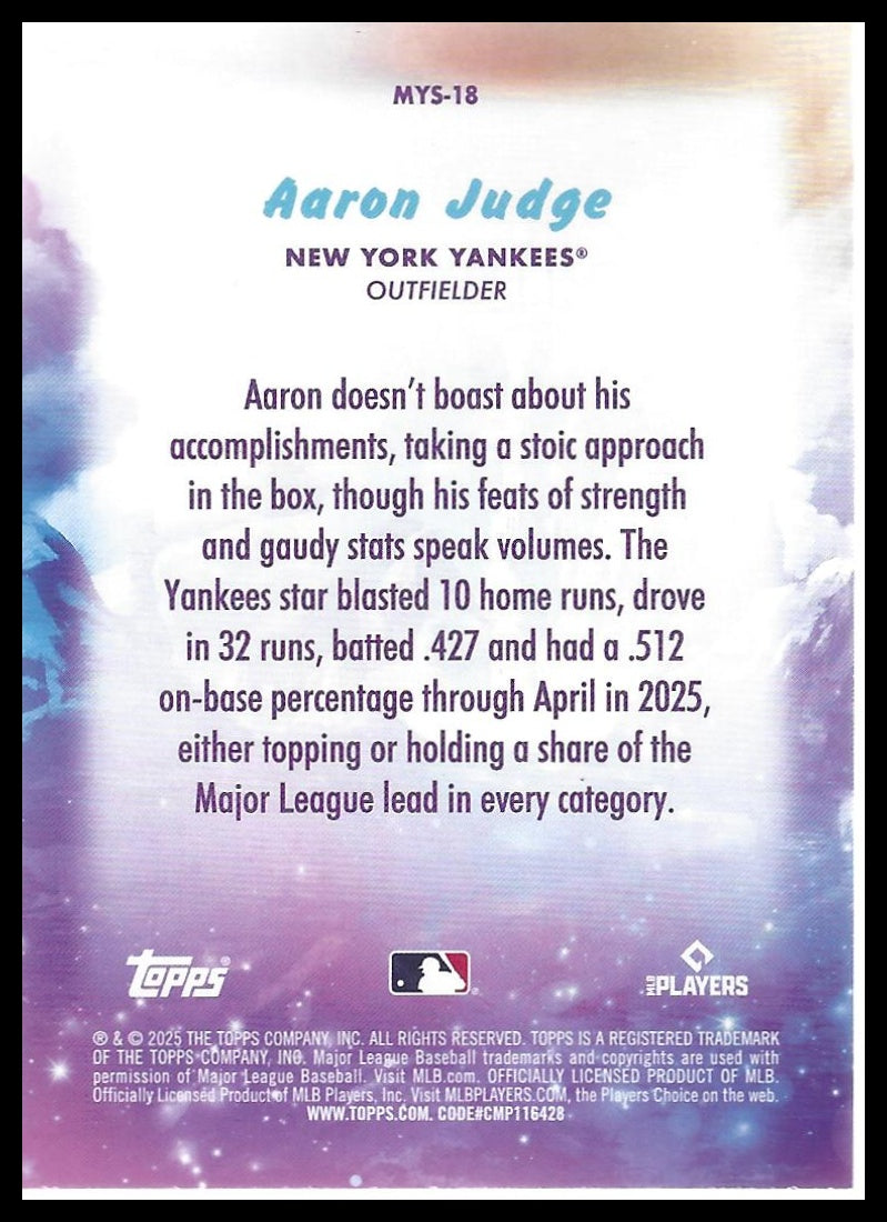 2025 Topps Update #MYS-18 Aaron Judge Mystical