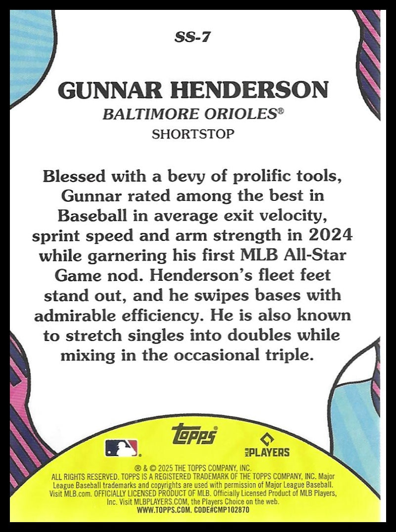 2025 Topps #SS-7 Gunnar Henderson Summer Superstars