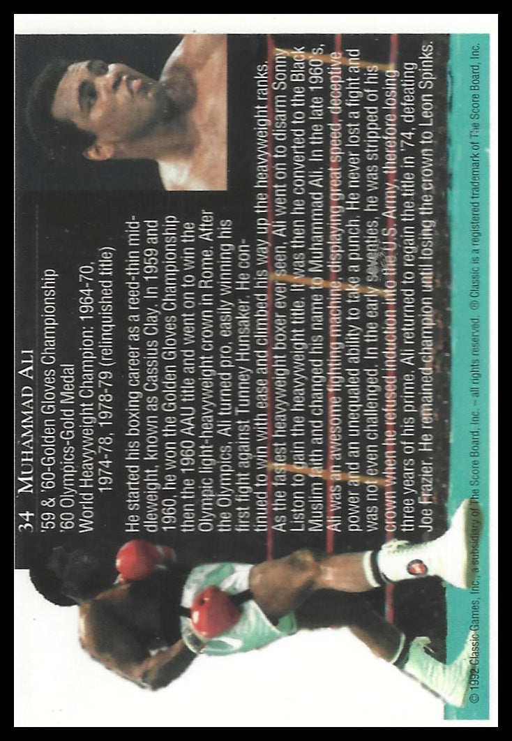 1992 Classic World Class Athletes #34 Muhammad Ali