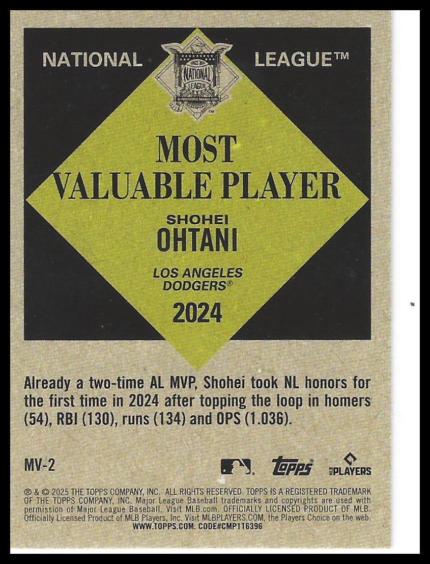2025 Topps Update #MV-2 Shohei Ohtani Most Valuable