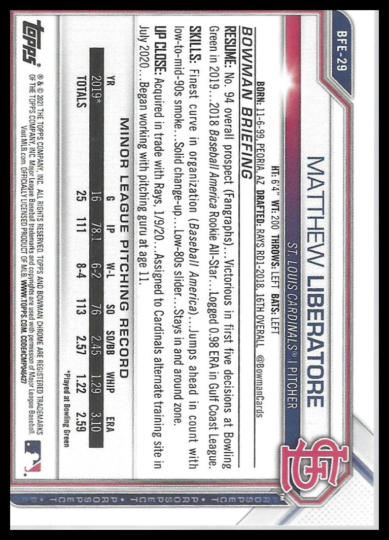 2021 Bowman 1st Edition #BFE-29 Matthew Liberatore