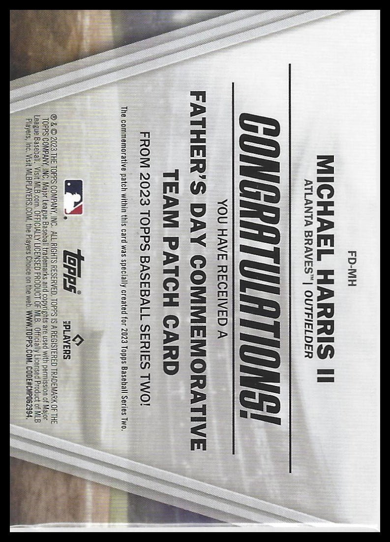 2023 Topps #FD-MH Michael Harris II Father's Day Commemorative Team Patches