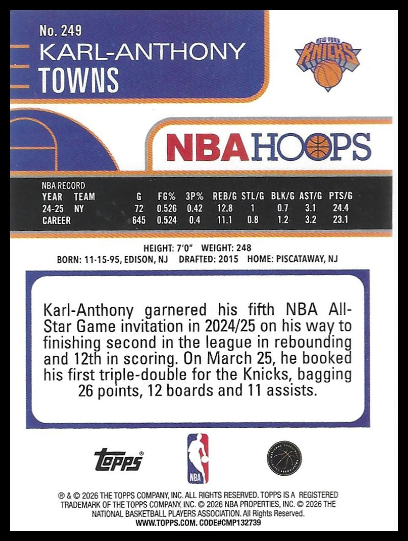 2025-26 Hoops #249 Karl-Anthony Towns