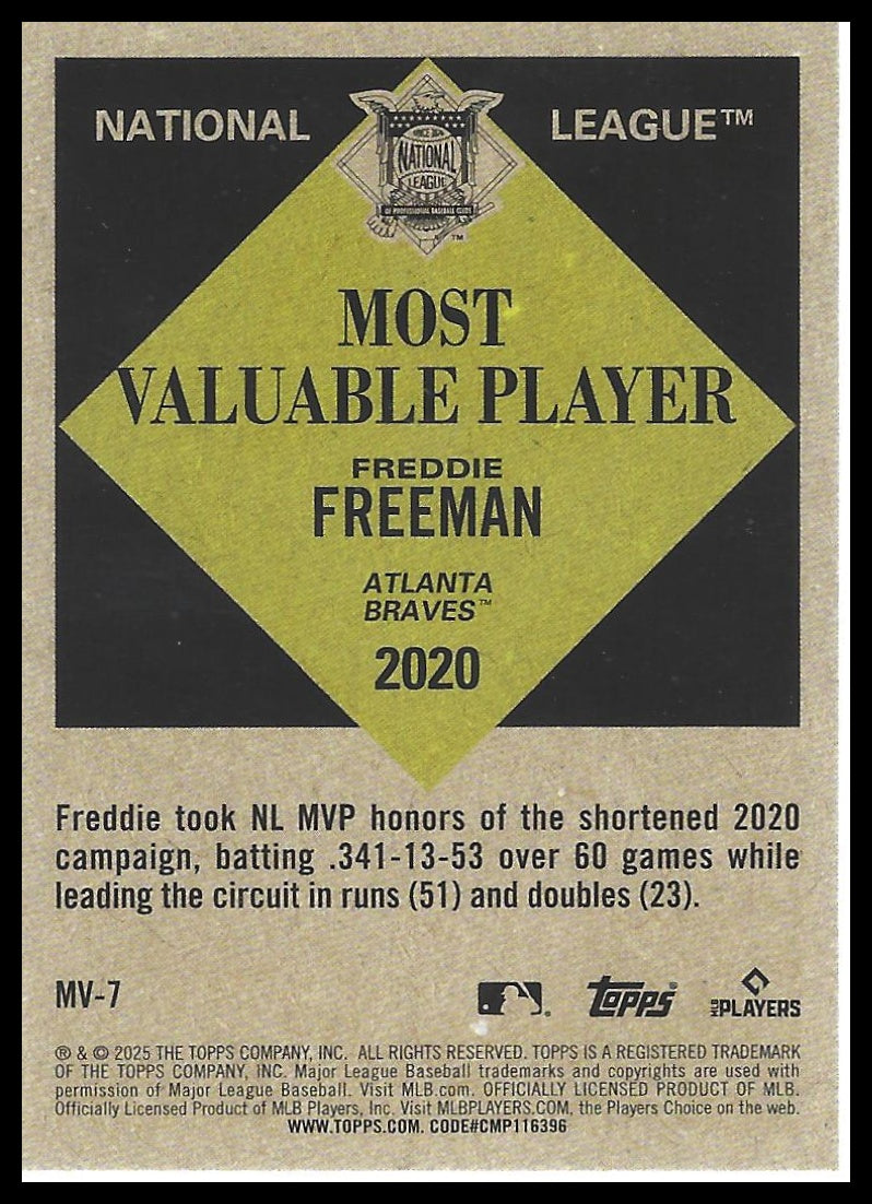 2025 Topps Update #MV-7 Freddie Freeman Most Valuable