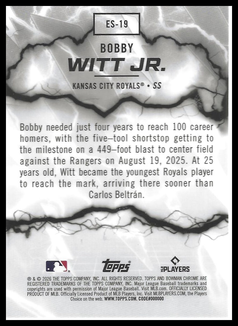 2026 Bowman #ES-19 Bobby Witt Jr. Electric Sluggers