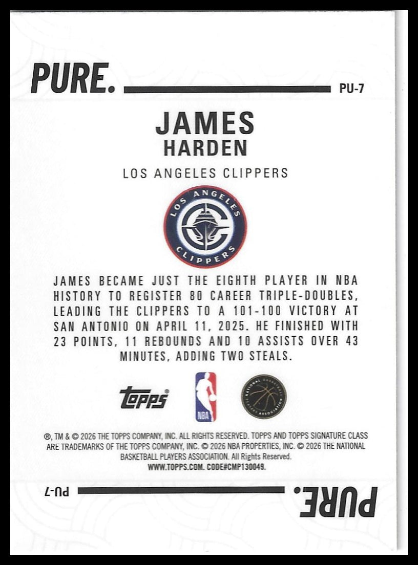 2025-26 Topps Signature Class #PU-7 James Harden Pure