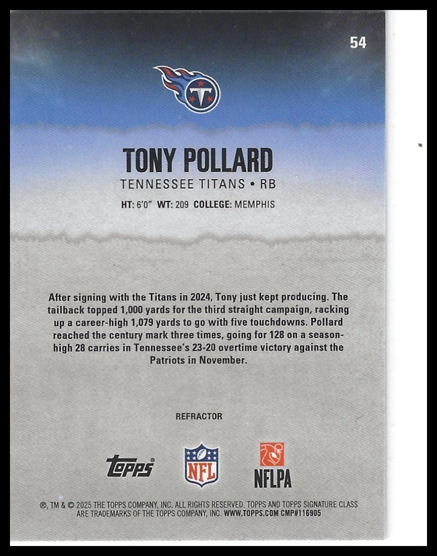 2025 Topps Signature Class #54 Tony Pollard Chrome Refractor
