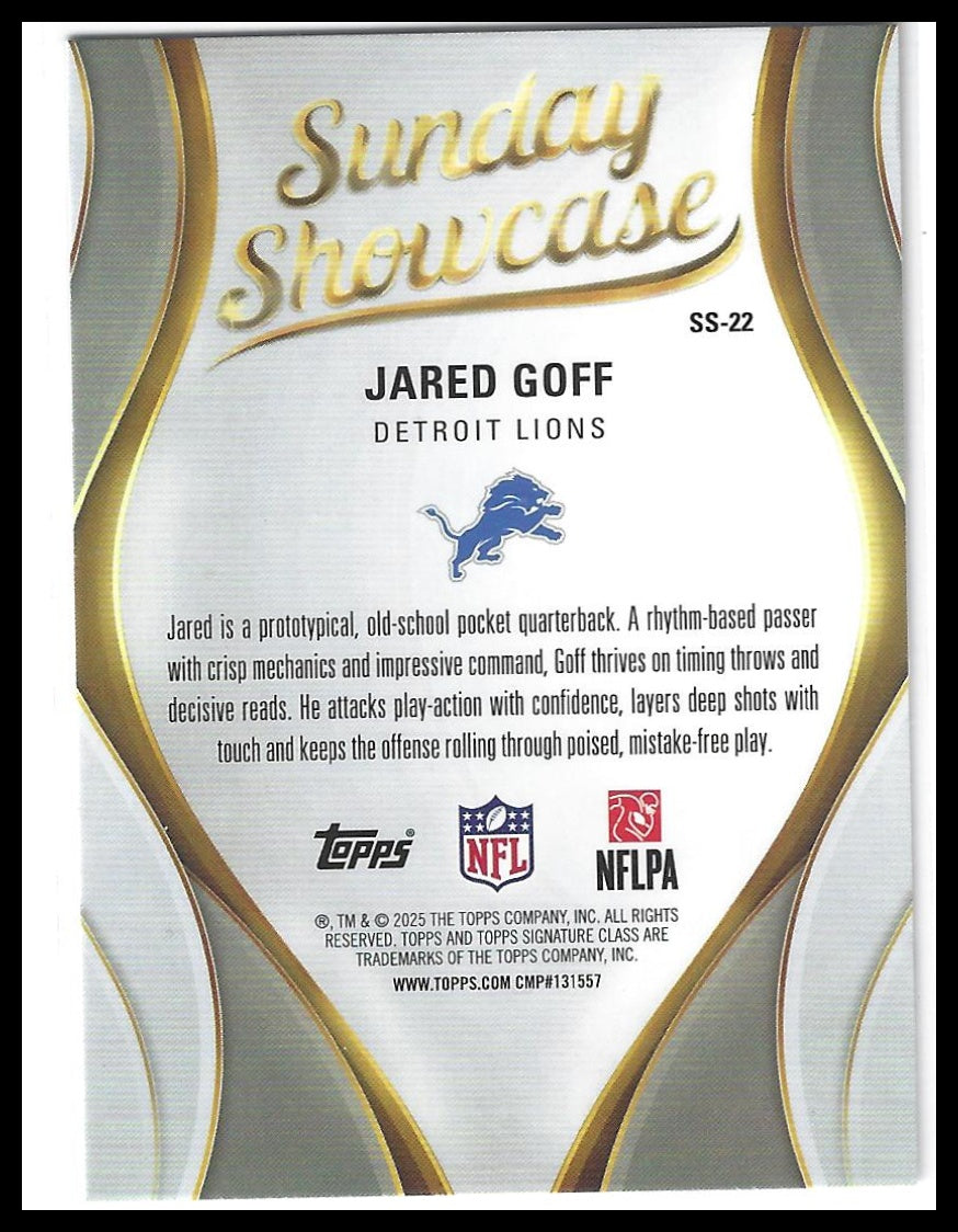 2025 Topps Signature Class #SS-22 Jared Goff Sunday Showcase