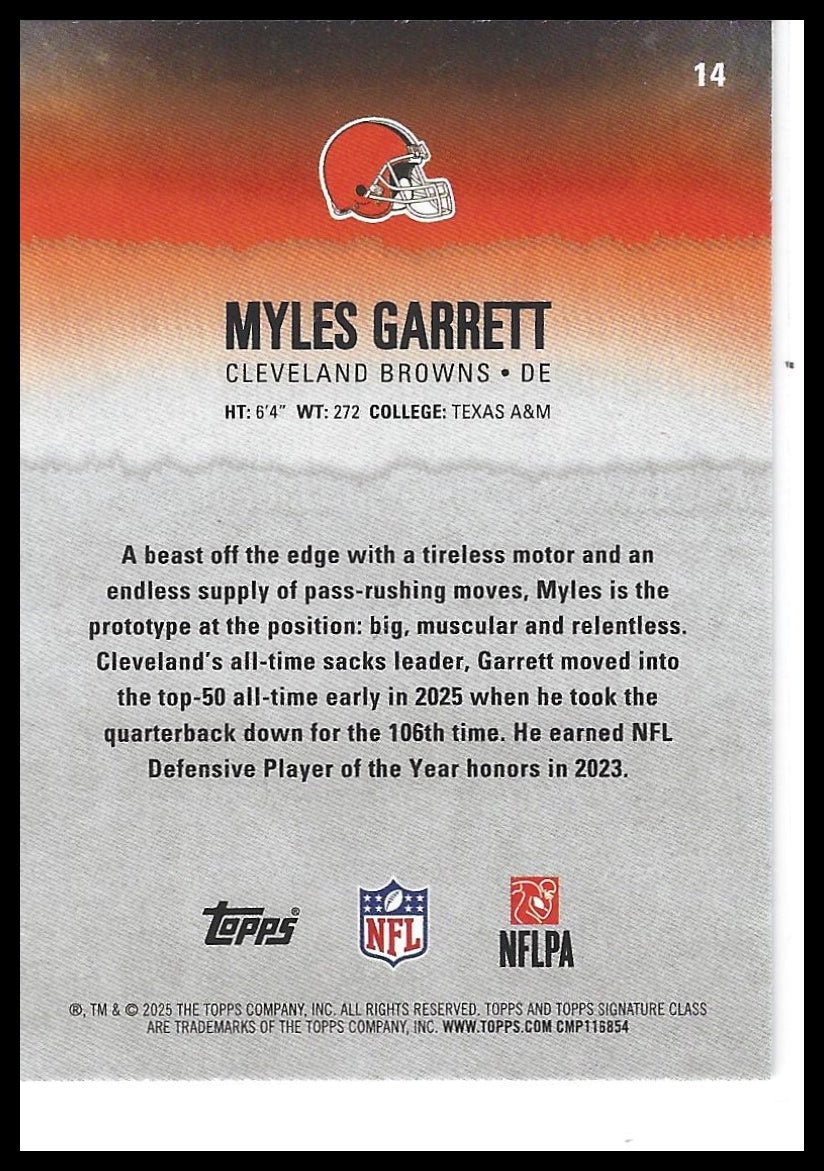 2025 Topps Signature Class #14 Myles Garrett Green & Purple