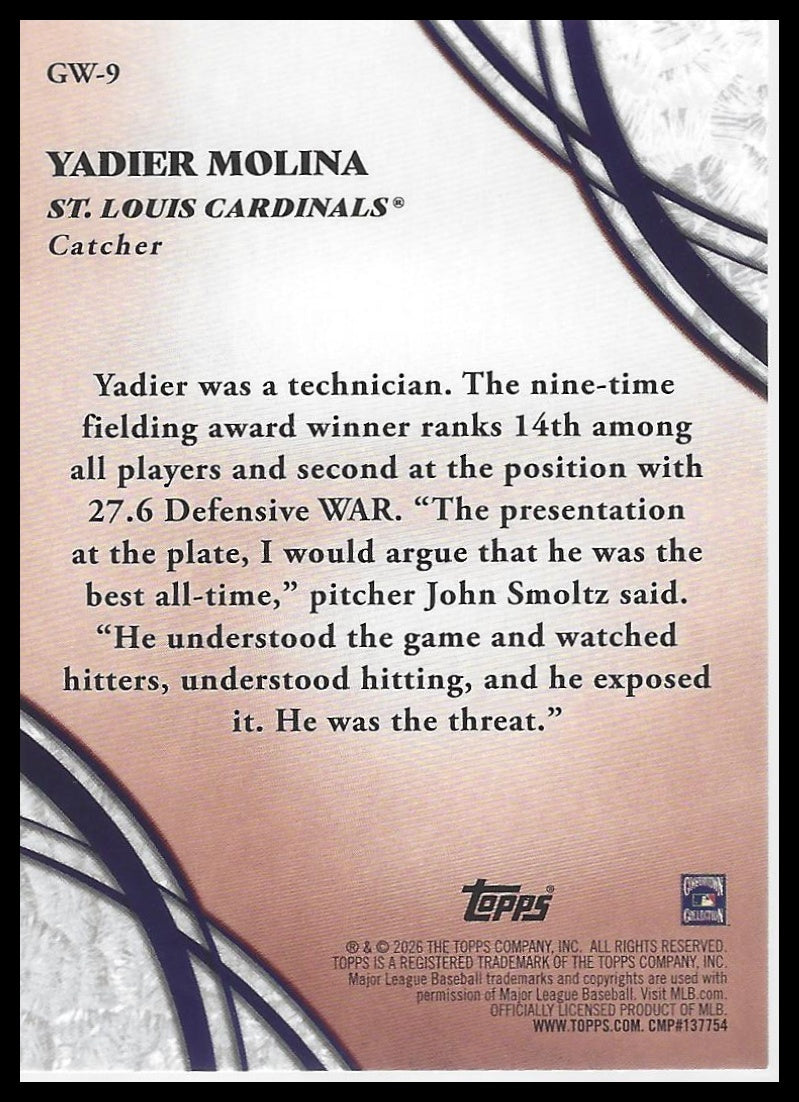 2026 Topps Series 2 GW-9 Yadier Molina St Louis Cardinals