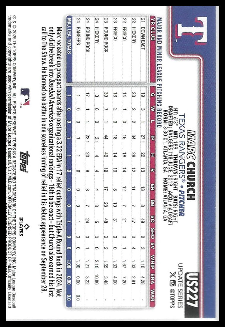 2025 Topps Update #US227 Marc Church Diamante Foil