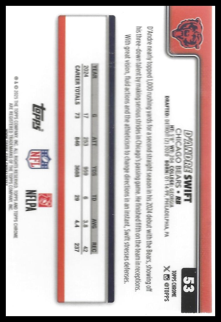 2025 Topps Chrome #53 D'Andre Swift X-Fractor