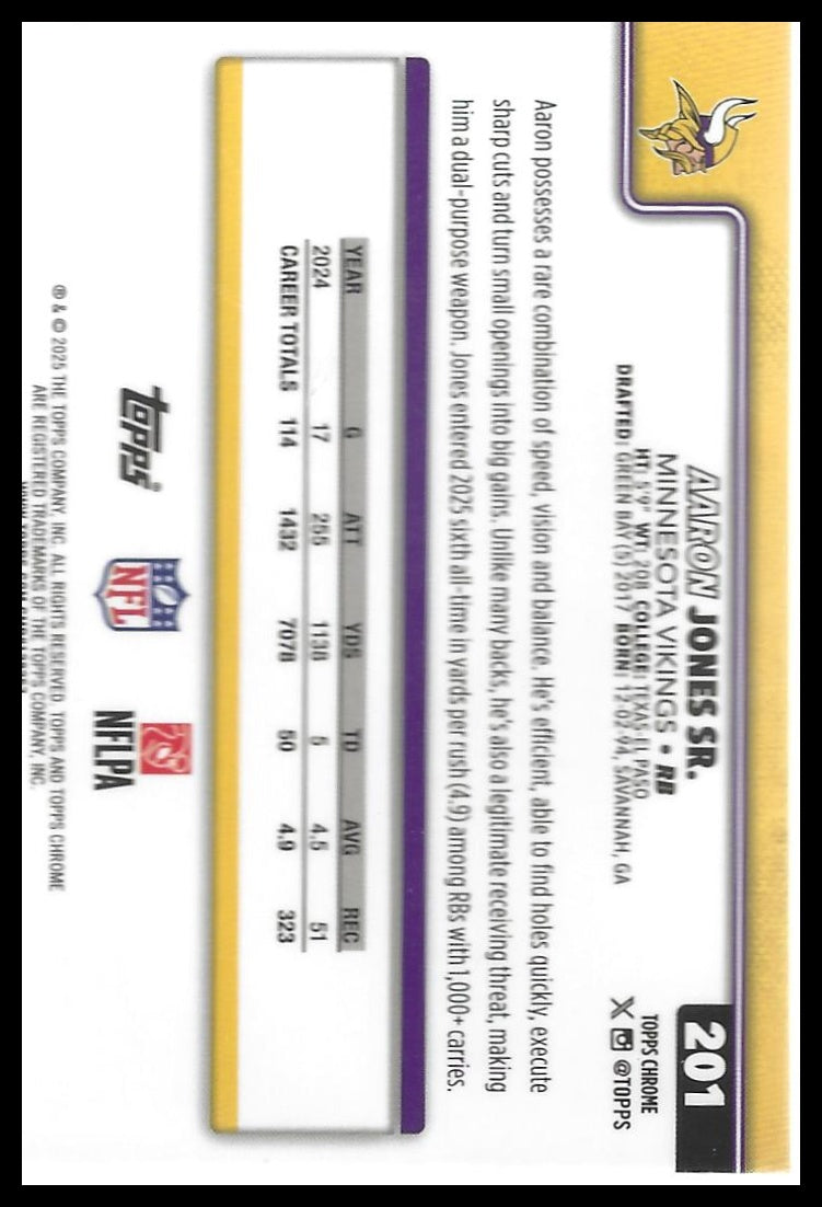 2025 Topps Chrome #201 Aaron Jones Pulsar Refractor