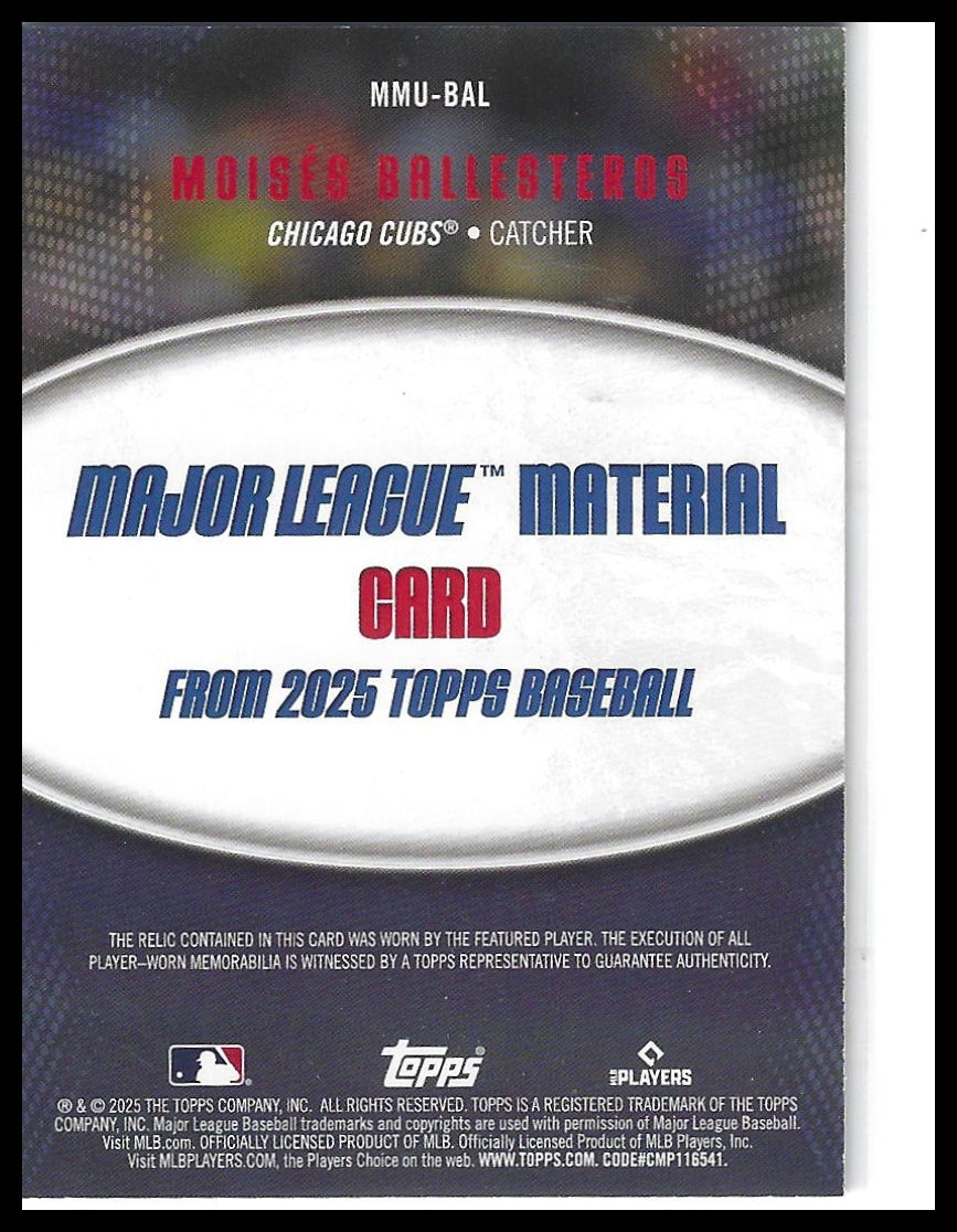 2025 Topps Update #MMU-BAL Moisés Ballesteros Major League Materials Blue #/150