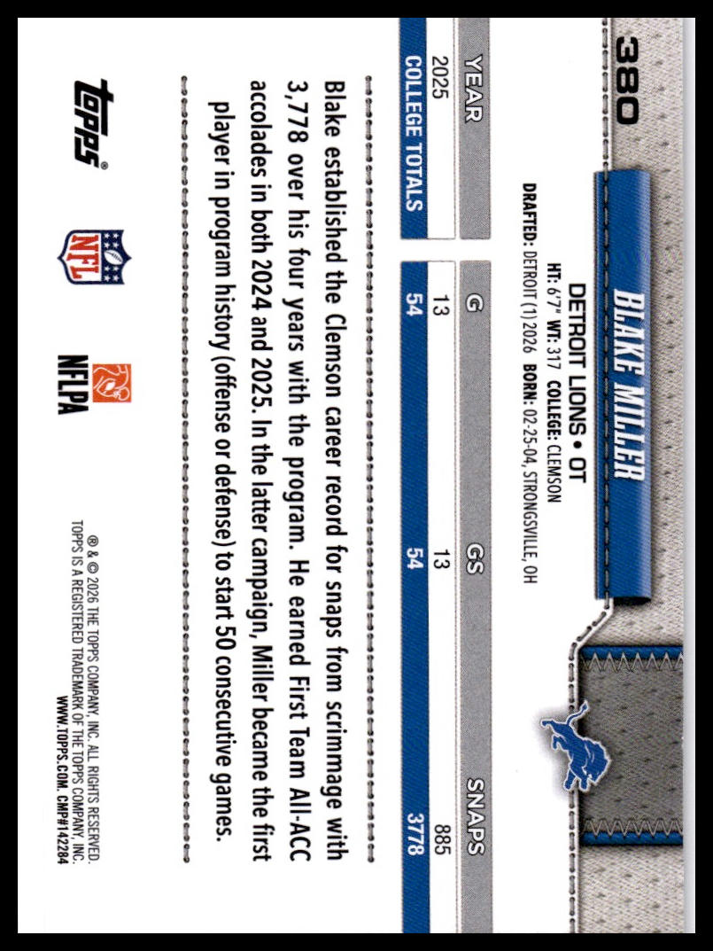 2026 Topps Flagship #380 Blake Miller Diamante Foil