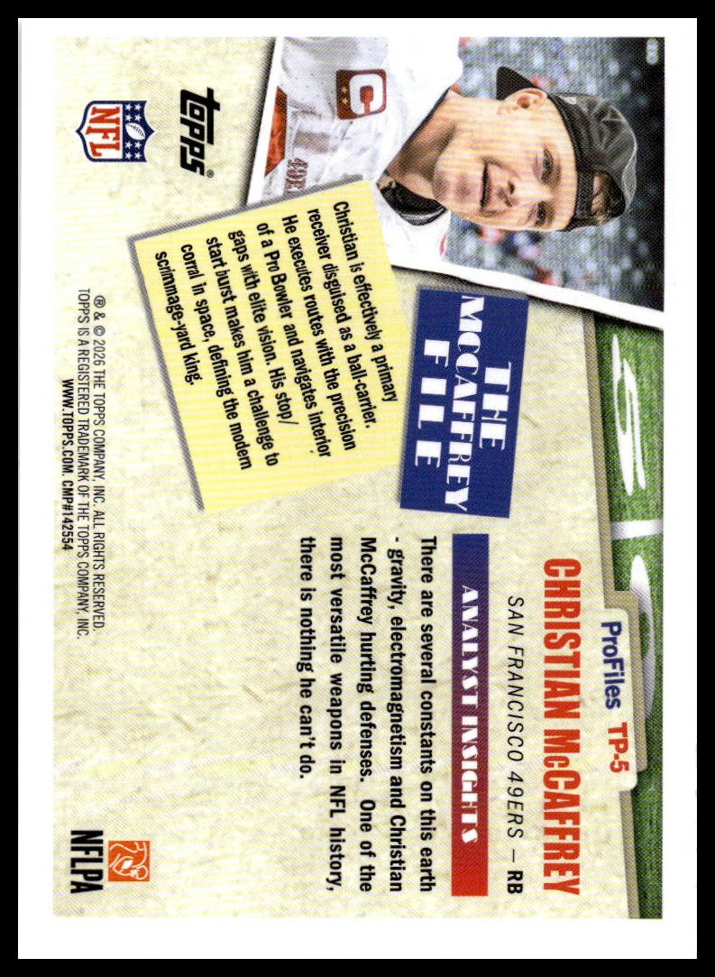 2026 Topps Flagship #TP-5 Christian McCaffrey Topps Profiles