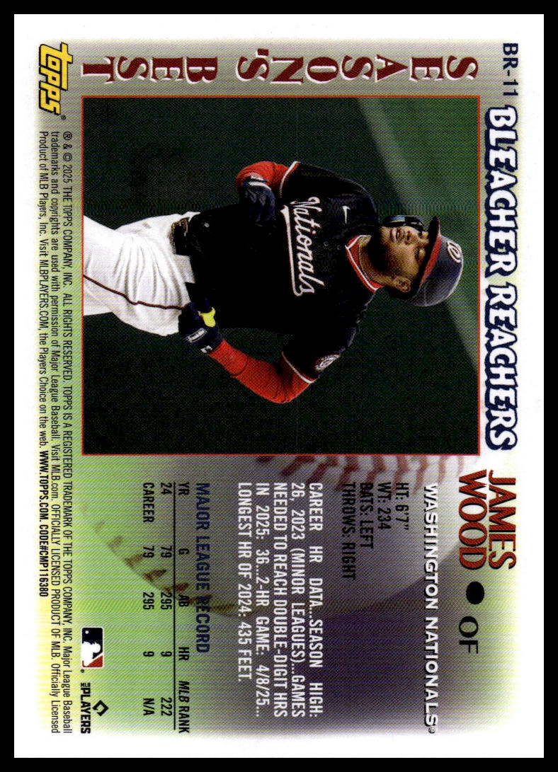 2025 Topps Update #BR-11 James Wood Bleacher Reachers
