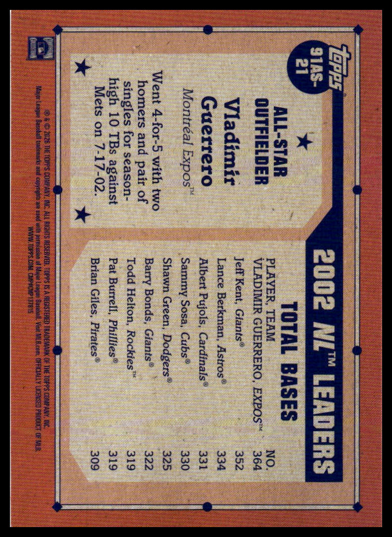 2026 Topps #91AS-21 Vladimir Guerrero 1991 All-Stars