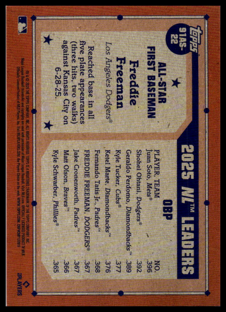 2026 Topps #91AS-22 Freddie Freeman 1991 All-Stars Crackle