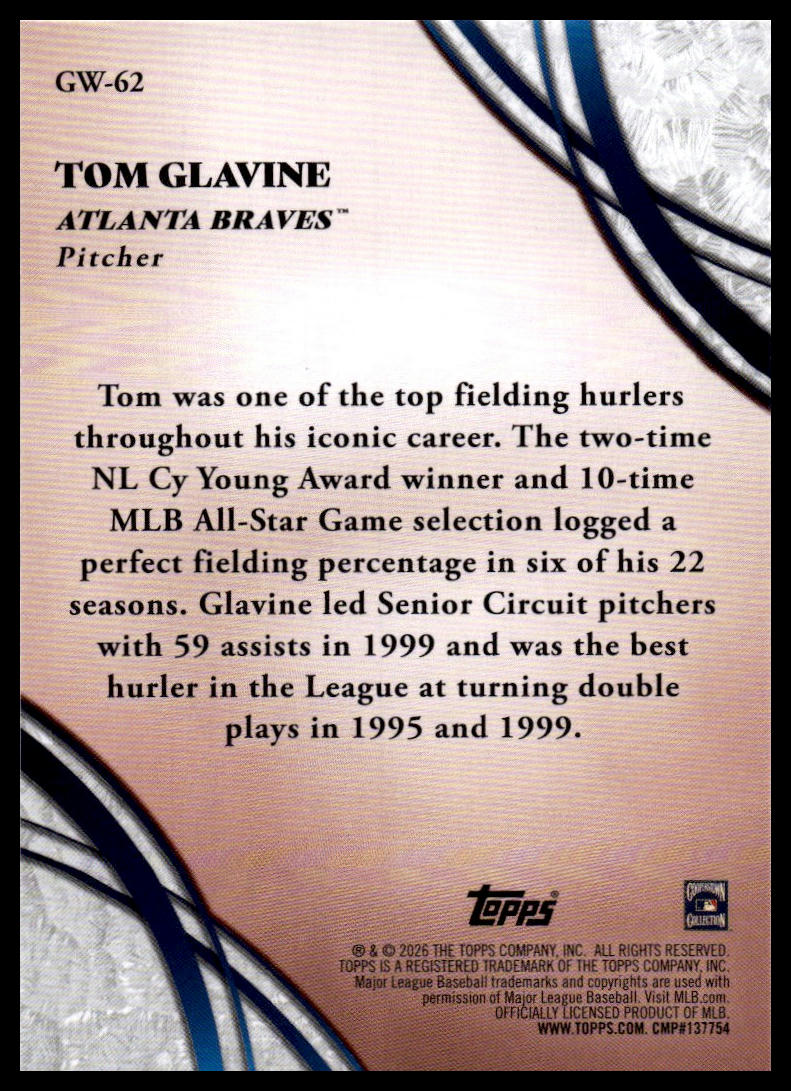 2026 Topps #GW-62 Tom Glavine Glove Work