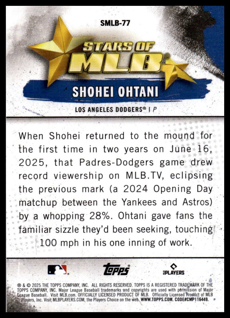 2025 Topps Update #SMLB-77 Shohei Ohtani Stars of MLB