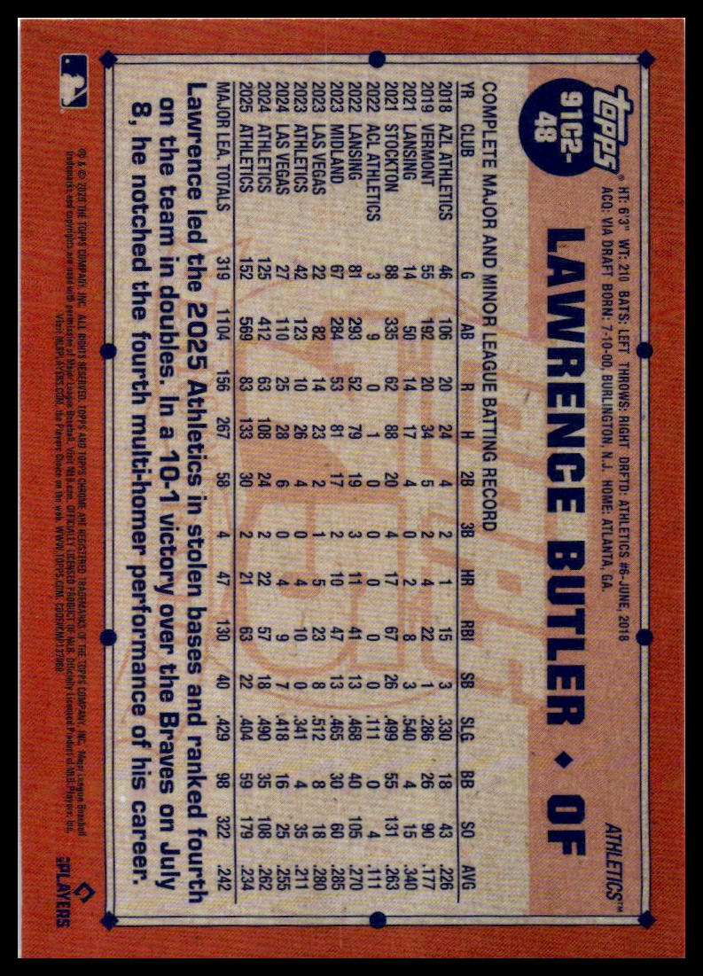 2026 Topps #91C2-48 Lawrence Butler 1991 Chrome Mojo