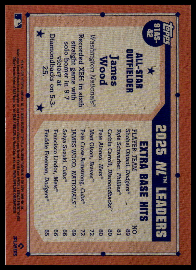 2026 Topps #91AS-42 James Wood 1991 Topps Baseball 35th Anniversary All-Stars
