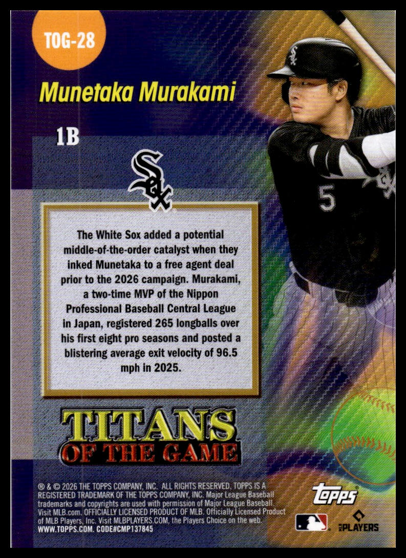 2026 Topps #TOG-28 Munetaka Murakami Titans of the Game