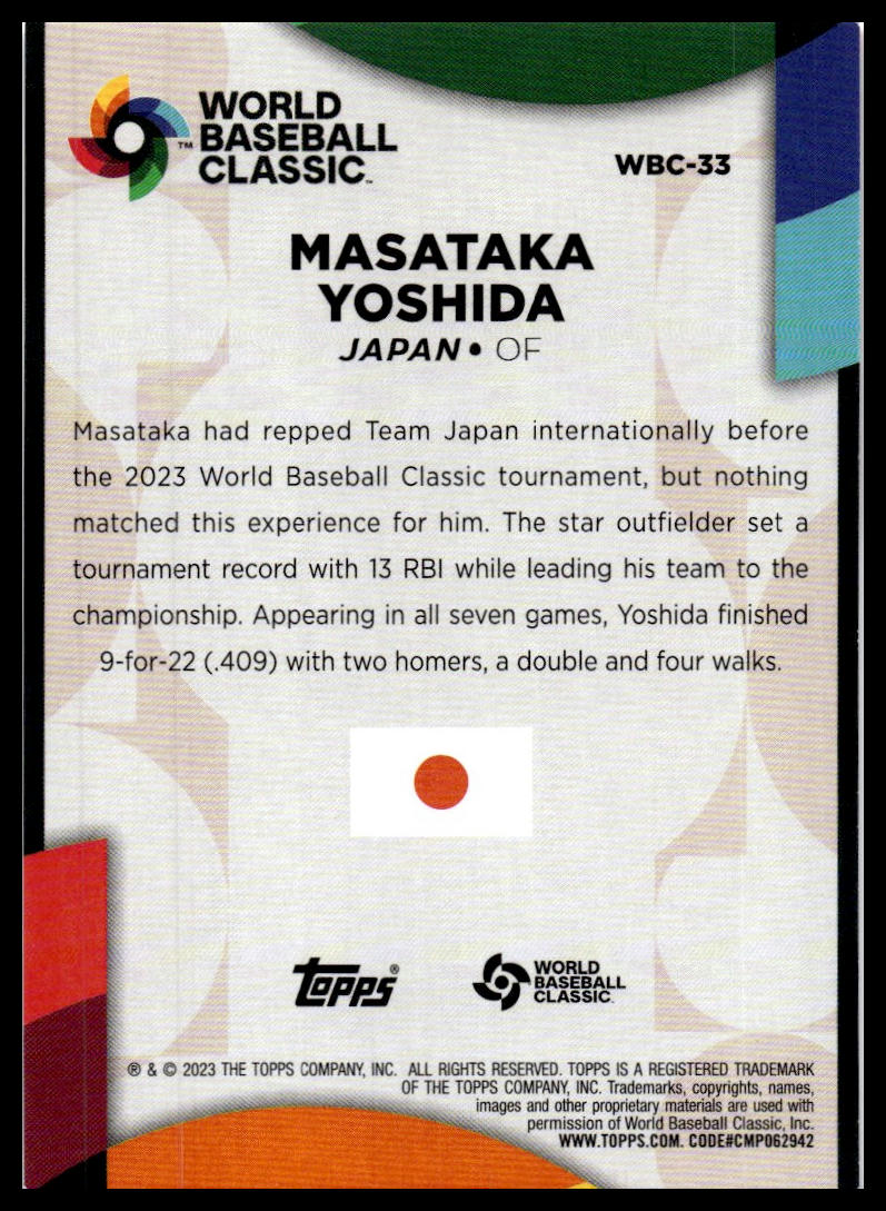 2023 Topps #WBC-33 Masataka Yoshida 2023 World Baseball Classic Stars