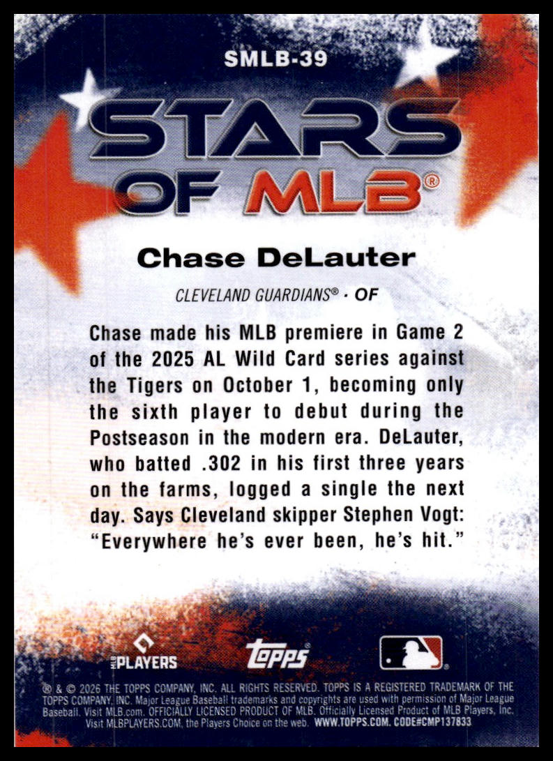 2026 Topps #SMLB-39 Chase DeLauter Stars of MLB